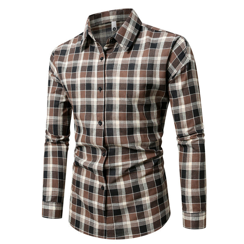 Herren kariertes Langarmhemd aus weichem Flanell R&B