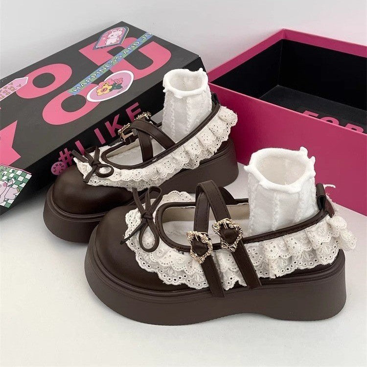 Damen Plattform-Sandalen mit verspieltem Spitzendetail und elegantem Riemenverschluss R&B