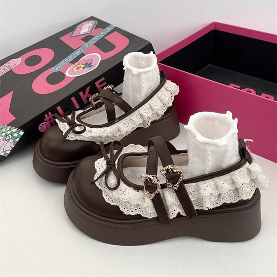 Damen Plattform-Sandalen mit verspieltem Spitzendetail und elegantem Riemenverschluss R&B