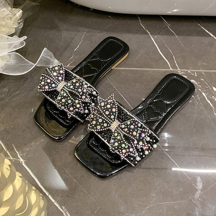 Damen elegante Riemchen-Sandalen mit glitzerndem Schmuckdetail R&B