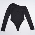 Damen eleganter Body mit langen Ärmeln und weitem Halsausschnitt R&B