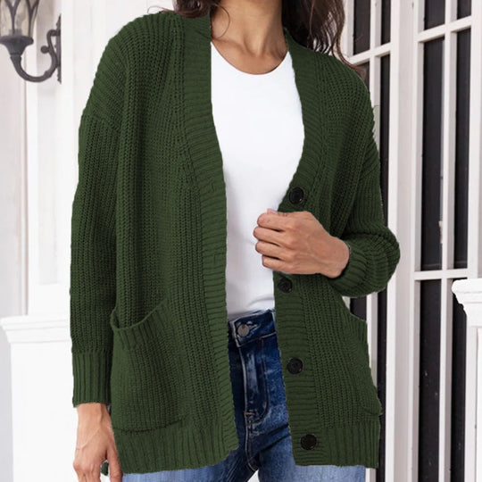 Damen Grobstrick-Cardigan mit praktischen Taschen und lässigem Schnitt R&B