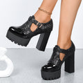 Damen Chunky Glamour-Pumps mit glitzerndem Obermaterial und stabiler Plattform R&B