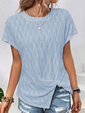Damen Kurzarm T-Shirt mit strukturiertem Wellenmuster und hochwertiger Baumwolle R&B