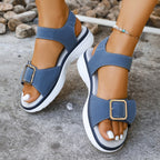 Damen Bequeme Sandalen mit verstellbarem Klettverschluss und modischem Design EB