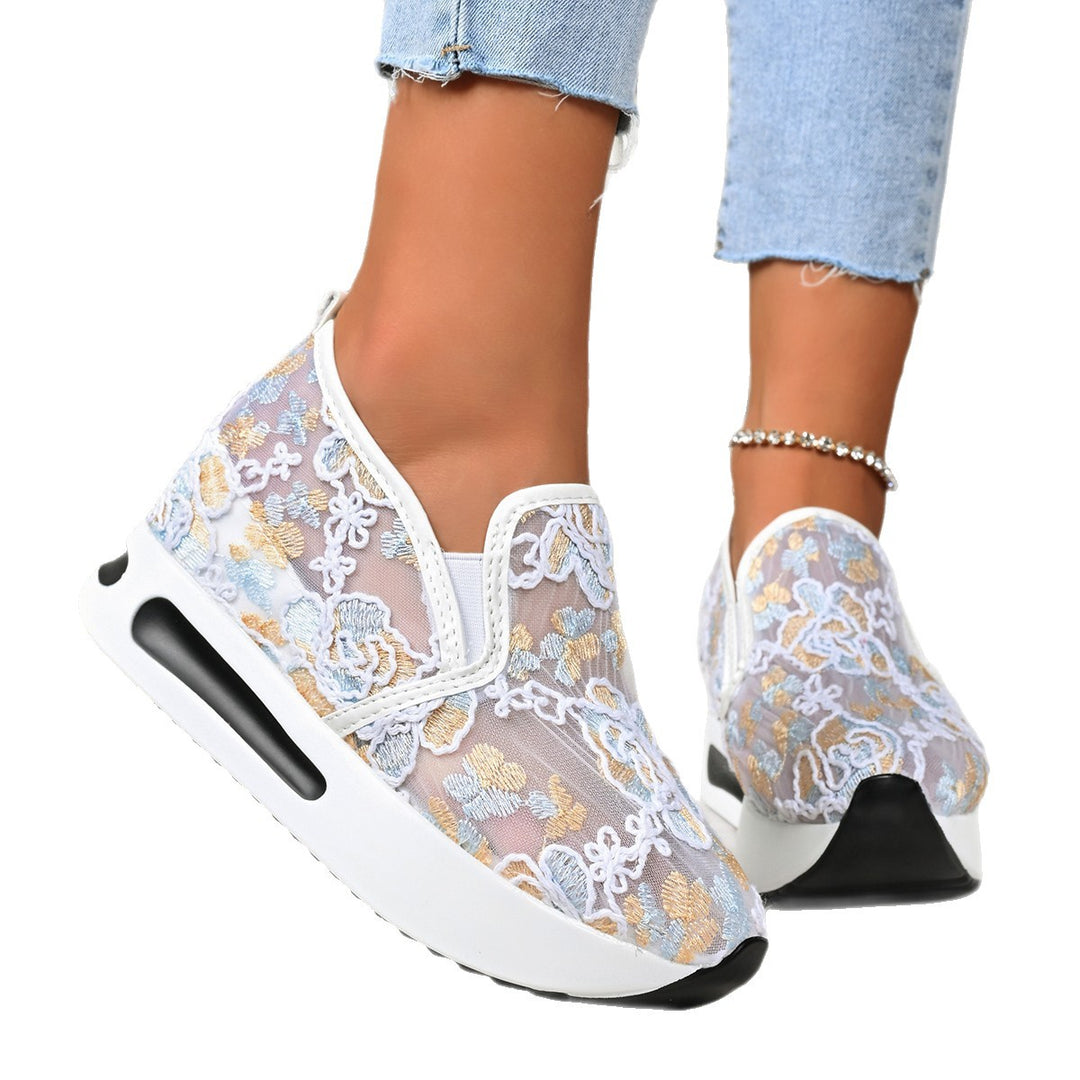 Damen Slip-On Sneakers mit floralem und atmungsaktivem Obermaterial R&B