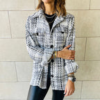 Damen Karierte Overshirt-Jacke mit Taschen und lässigem Schnitt R&B