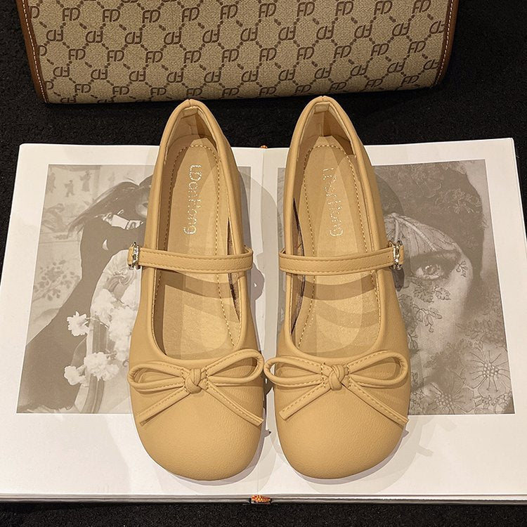Damen Ballerinas mit zierlichem Schleifenakzent und verstellbarem Riemen R&B