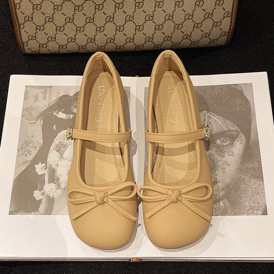 Damen Ballerinas mit zierlichem Schleifenakzent und verstellbarem Riemen R&B