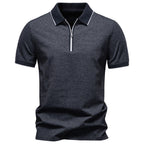 Herren nan atmungsaktives kurzärmeliges Poloshirt mit halbhohem Reißverschluss und Piquéstruktur R&B