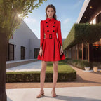 Damen eleganter Trenchcoat mit ausgestelltem Schnitt und französischem Kragen R&B