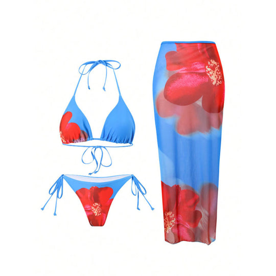 Damen Bikini-Set mit schlankenden Schnürdetails und attraktivem floralem Design R&B