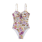 Damen Einteiliger Badeanzug mit floralem Design und traumhaftem Ausschnitt R&B