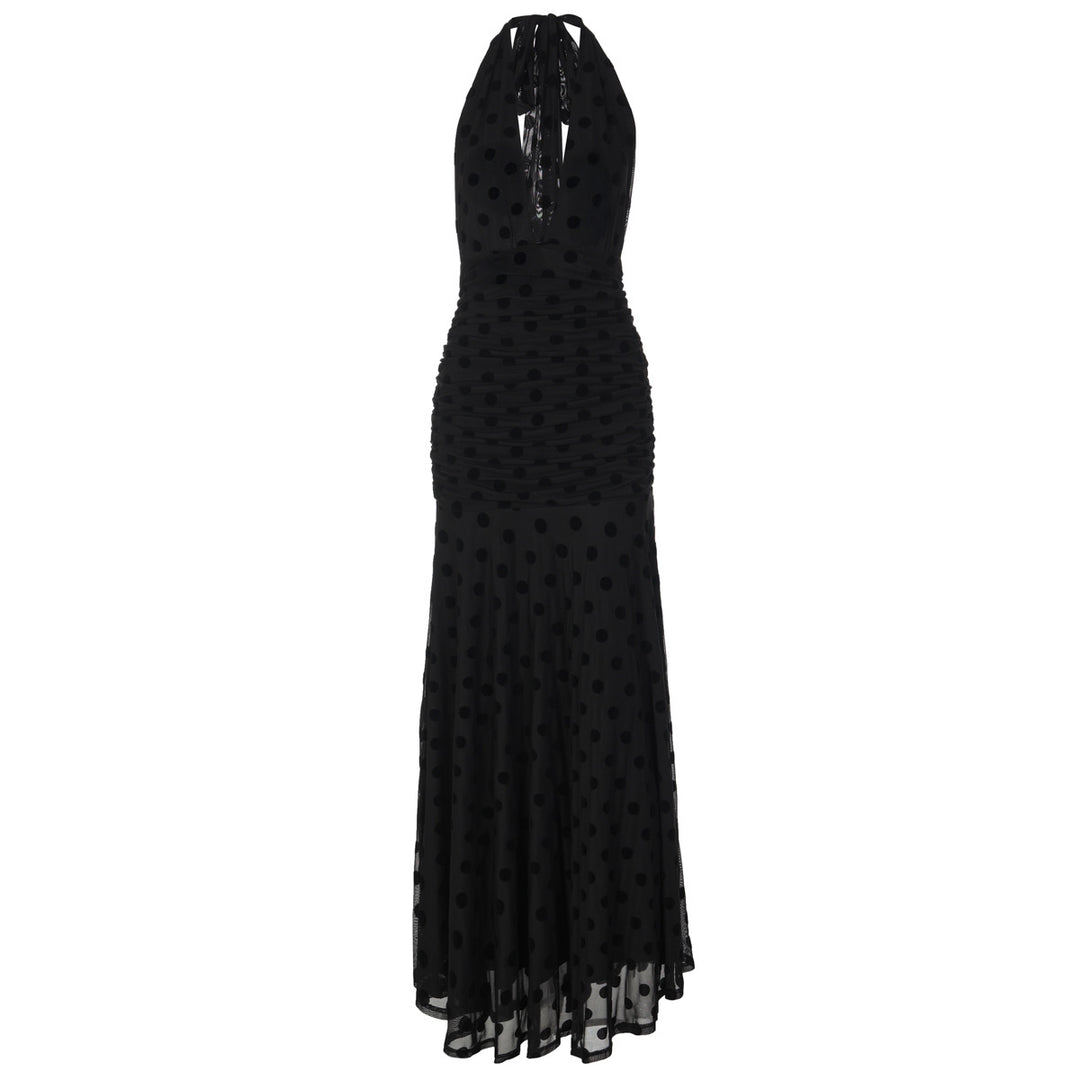 Damen Elegantes Maxikleid mit tiefem Ausschnitt und voluminösem Rock R&B