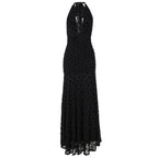Damen Elegantes Maxikleid mit tiefem Ausschnitt und voluminösem Rock R&B