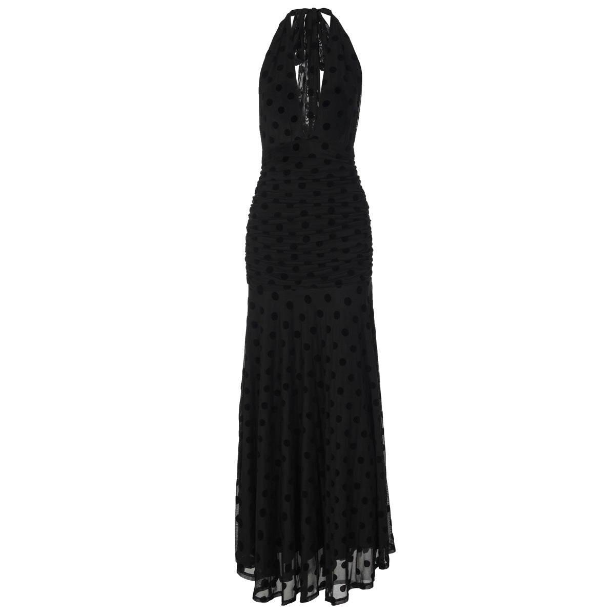 Damen Elegantes Maxikleid mit tiefem Ausschnitt und voluminösem Rock R&B