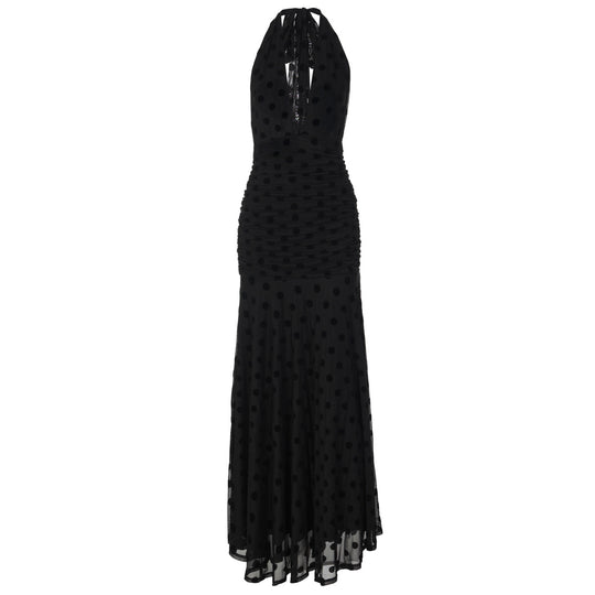 Damen Elegantes Maxikleid mit tiefem Ausschnitt und voluminösem Rock R&B