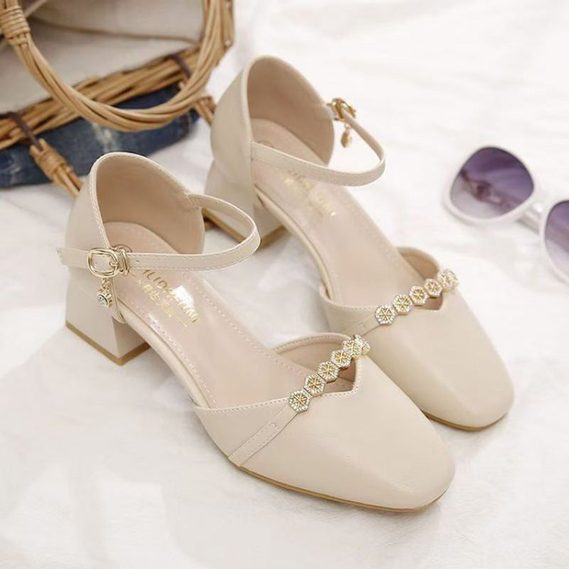 Damen Elegante Blockabsatz-Pumps mit Schmuckverzierung R&B
