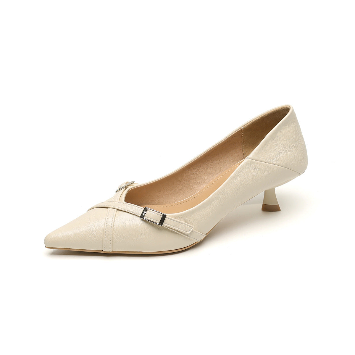 Damen schicke Pumps mit spitzem Zehenbereich und modischer Schnallenakzent