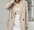 Damen Oversized Blazer mit eleganter Silhouette und dekorativen Knöpfen R&B