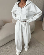 Damen nan weite Highwaist-Loungehose aus Sweatstoff mit Kordelzug und Eingrifftaschen R&B