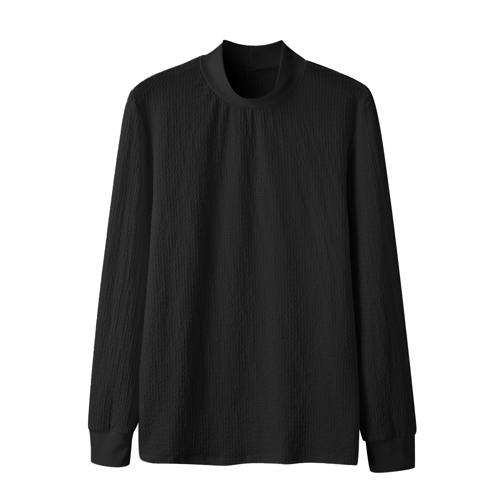 Unisex nan texturierter Waffelstrick-Pullover mit schmalem Stehkragen und Rippbündchen R&B