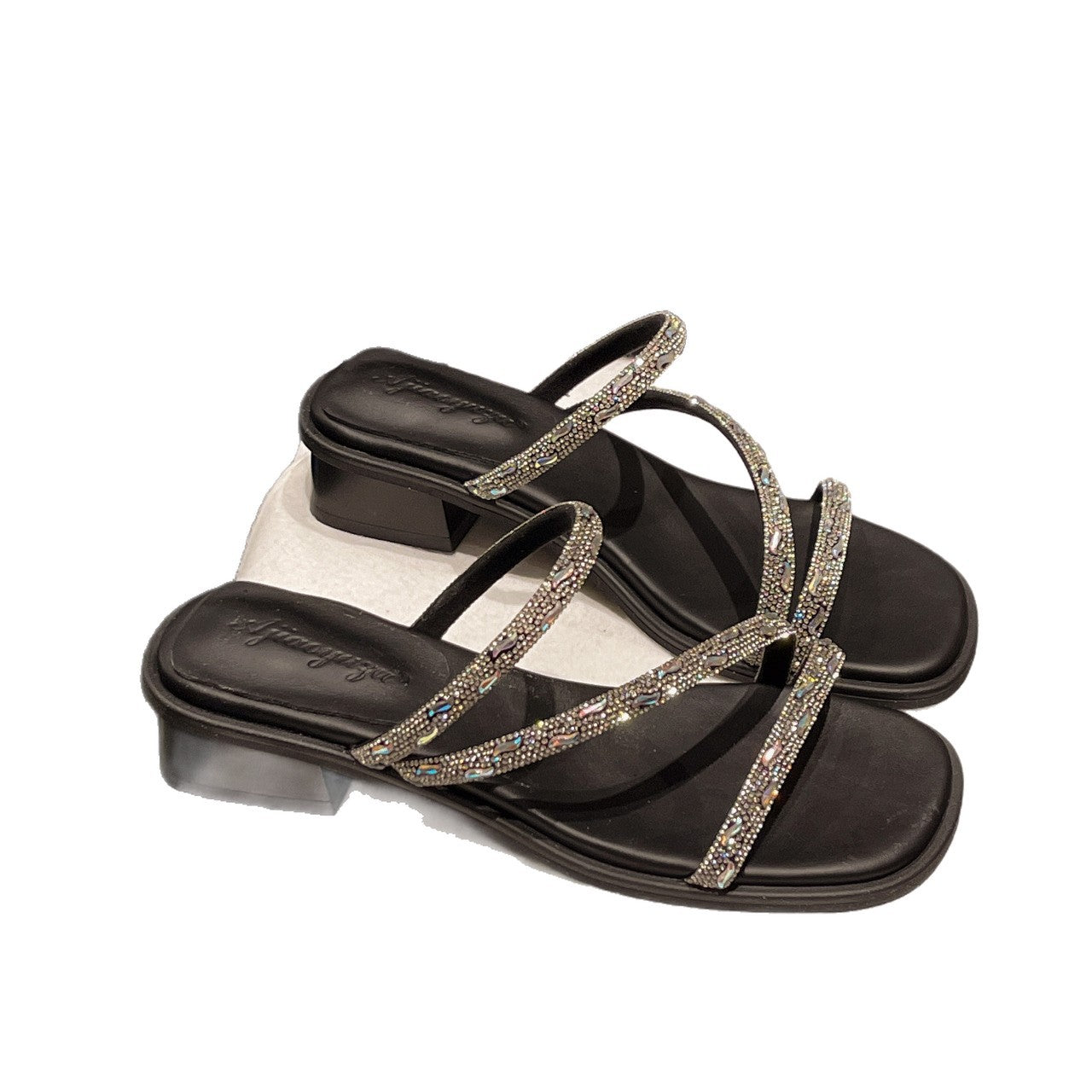 Damen Elegante und funkelnde Sandalen mit geschwungenem Riemendesign EB