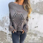 Damen Strickpullover mit offener Maschenstruktur