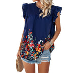 Damen Bluse mit floralen Akzenten und Rüschendetails R&B