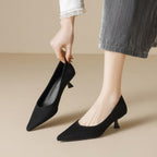 Damen elegante Pumps mit spitzem Zehenbereich und modischem Blockabsatz