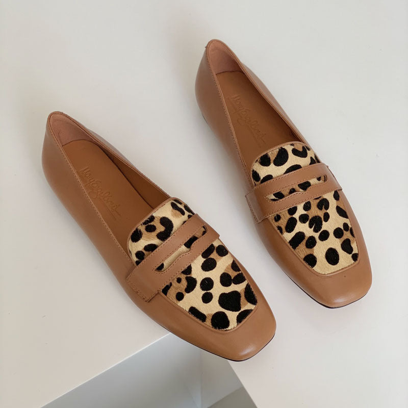 Damen Mokassin-Schuhe mit Leopardenmuster und elegantem Schnitt