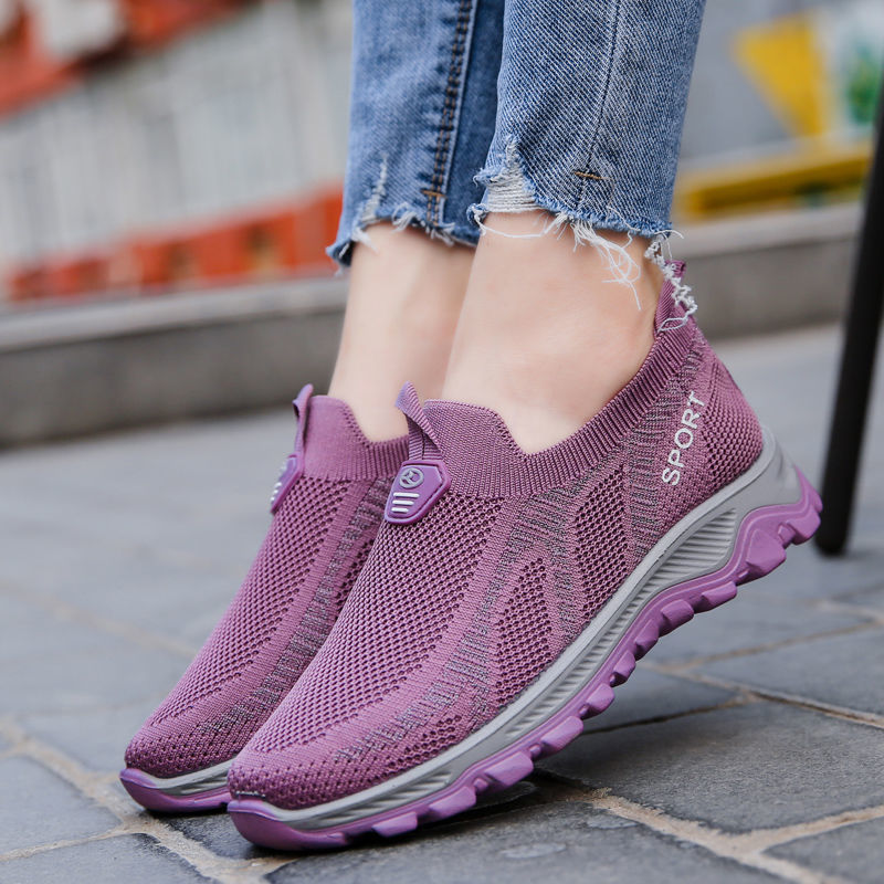 Damen Sportliche Slip-On Sneakers mit atmungsaktiver Mesh-Oberfläche und rutschfester Sohle R&B