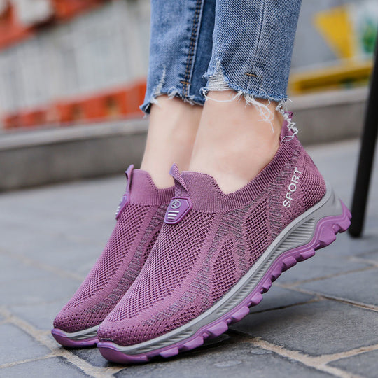 Damen Sportliche Slip-On Sneakers mit atmungsaktiver Mesh-Oberfläche und rutschfester Sohle R&B