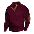 Herren nan grober Zopfstrick Troyer mit Knopfleiste und Veloursleder-Ellenbogenpatches R&B