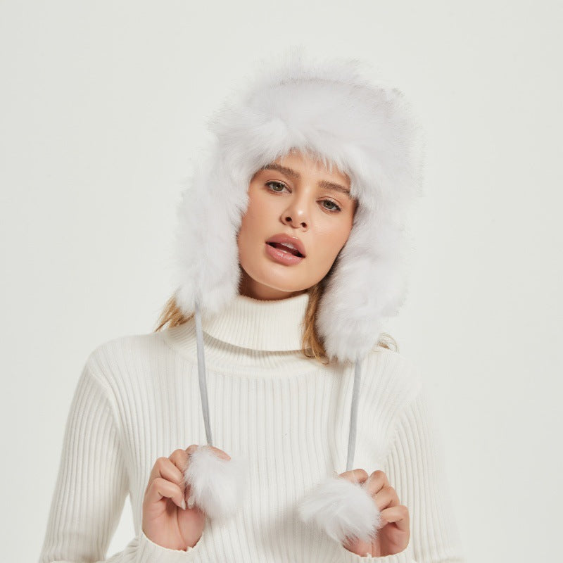 Damen Flauschige Wintermütze mit tierischen Ohren und voluminösem Design R&B