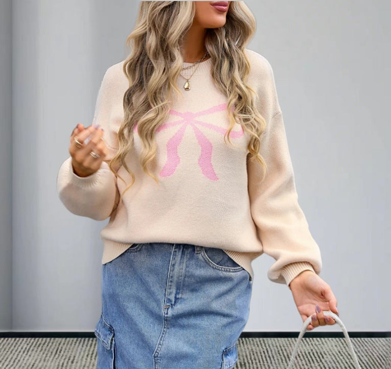 Damen Strickpullover mit charmantem Schleifenmotiv und modischen Details R&B