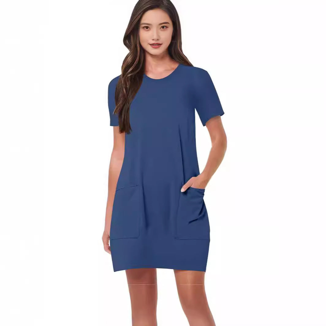 Damen lässiges T-Shirt-Kleid mit praktischen Taschen R&B