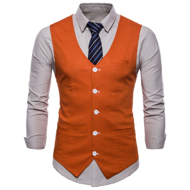 Herren elegante Anzugweste mit praktischen Taschen und detailliertem Design R&B