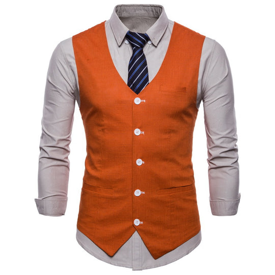 Herren elegante Anzugweste mit praktischen Taschen und detailliertem Design R&B