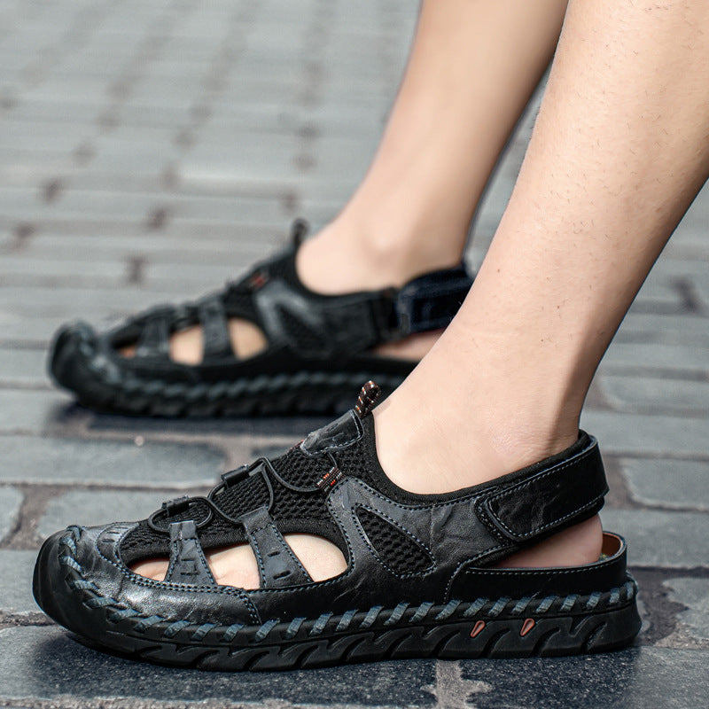 Damen Sportliche Leder-Sandalen mit atmungsaktiven Einsätzen und rutschfester Sohle R&B