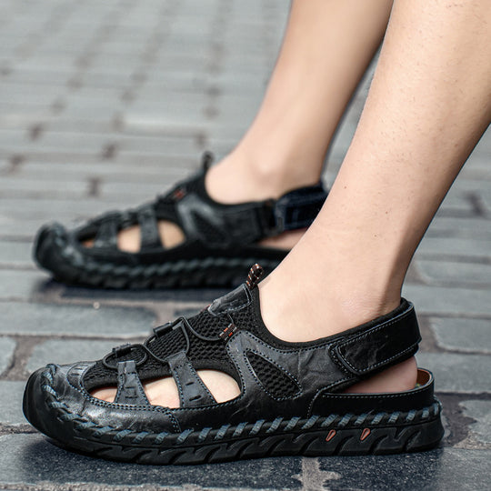 Damen Sportliche Leder-Sandalen mit atmungsaktiven Einsätzen und rutschfester Sohle R&B