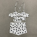 Damen sportliches Polka-Punkte Crop Top und Shorts Set R&B