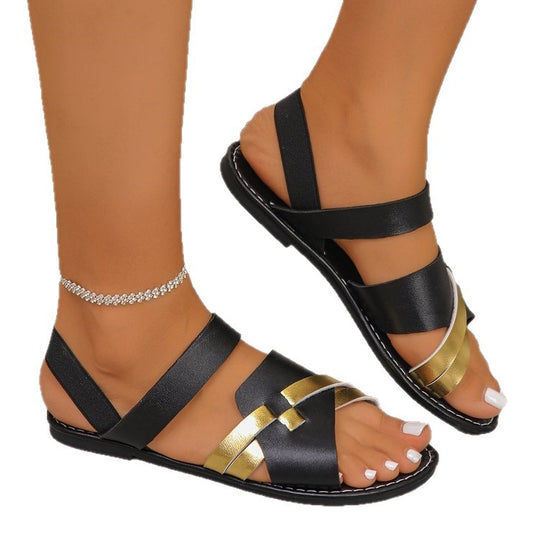 Damen elegante Riemchensandalen mit modischen Metallic-Details R&B