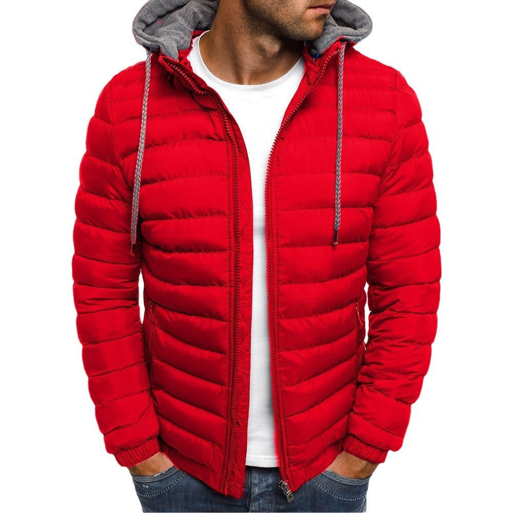 Herren leichte Steppjacke mit Kapuze und seitlichen Reißverschlusstaschen R&B
