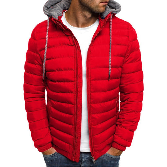 Herren leichte Steppjacke mit Kapuze und seitlichen Reißverschlusstaschen R&B