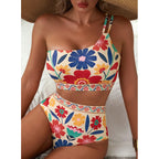 Damen Crop-Top Bikini Set mit floralem Design R&B
