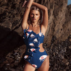 Damen asymmetrischer Badeanzug mit Rüschendetails R&B