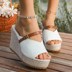 Damen Wedge-Pantoletten mit elegantem Riemen und komfortablem Fußbett R&B