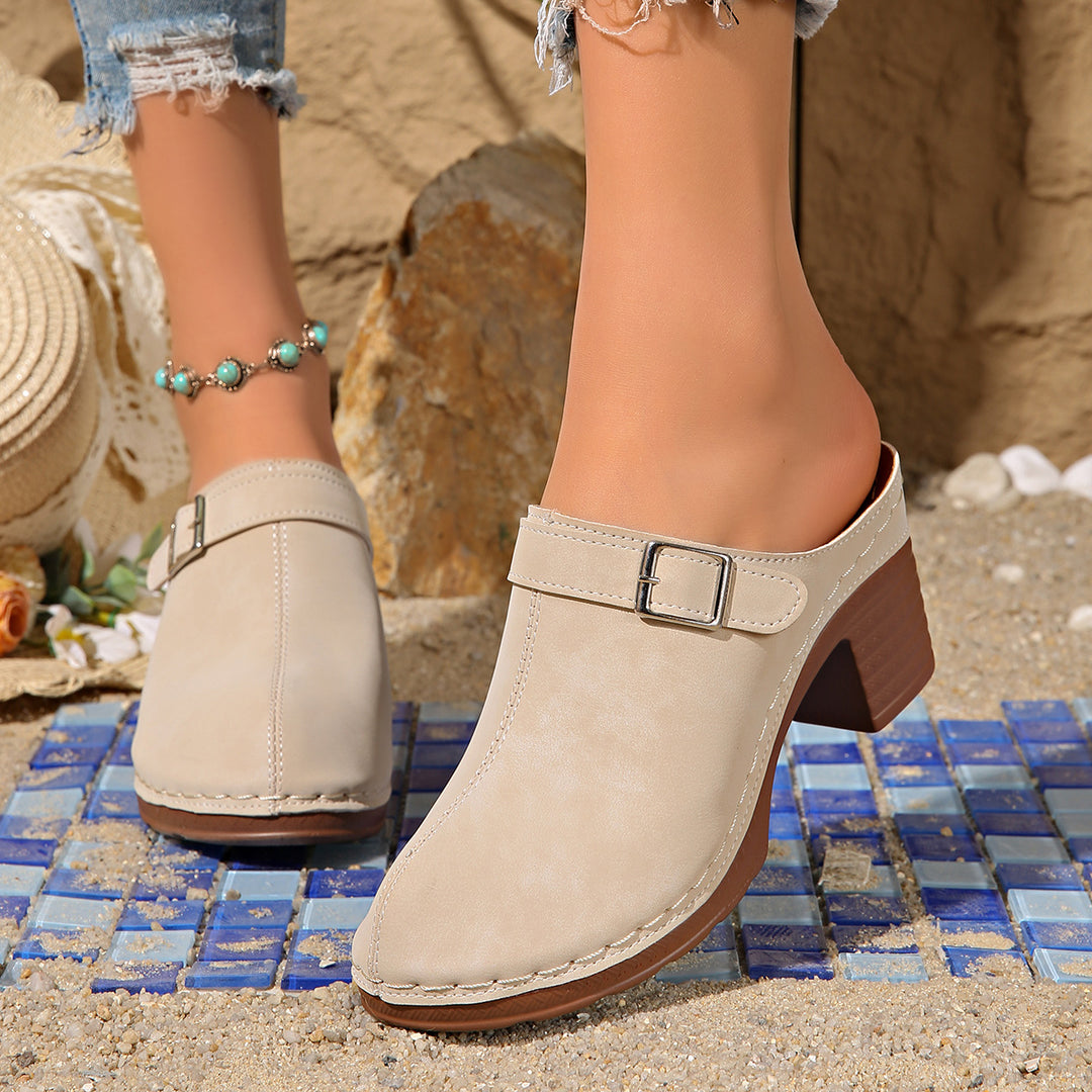 Damen Clogs mit elegantem Riemendesign und komfortablem Blockabsatz R&B