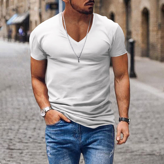 Herren lässiges V-Ausschnitt T-Shirt R&B